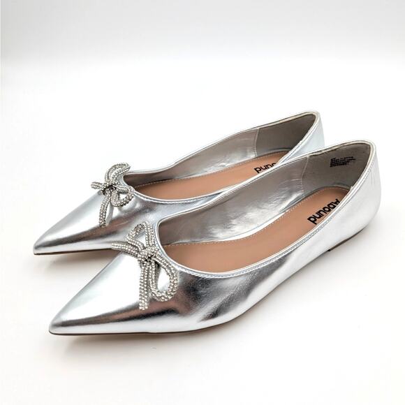 Abound Gorgi Embellished Bow Flat Women's Silver Metallic Size US8M EU39 - Picture 1 of 12